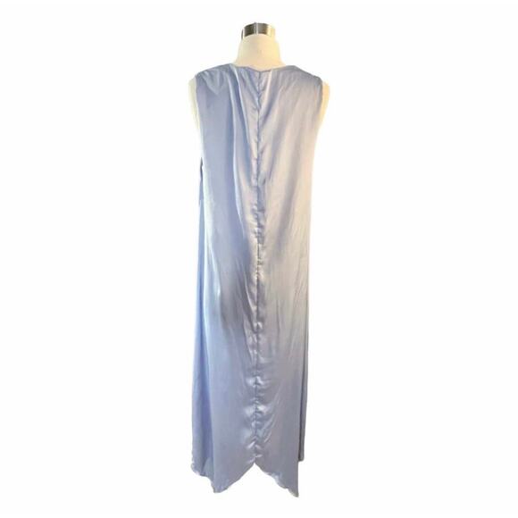 ZARA Crinkle Maxi Dress Lavender Satin Silky Flowy Sleeveless Purple Small NEW - Picture 3 of 11